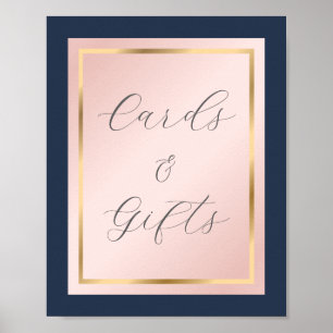 Navy Blue Blush en Gold Kaarten en Gifts Sign Poster
