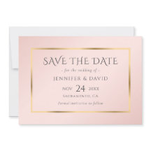 Navy Blue Blush en Gold Wedding Save the Date