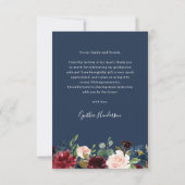 Navy Blue Blush Floral Afstuderen Foto Bedankkaart (Achterkant)
