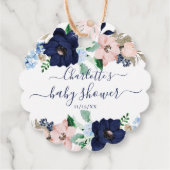 Navy Blue Blush Floral Baby shower Favor Gift Labe Bedankjes Labels (Achterkant)