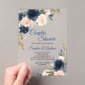 Navy Blue & Blush Floral Couples Shower Invitation Acryl Uitnodigingen (Insitu (Draagbaar))