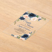 Navy Blue & Blush Floral Couples Shower Invitation Acryl Uitnodigingen (Laagn)