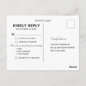 Navy Blue Blush Floral Rustic String Light RSVP Briefkaart (Achterkant)