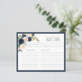 Navy Blue & Blush Floral Shower Recipcard (Staand voorkant)