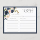 Navy Blue & Blush Floral Shower Recipcard (Voorkant)