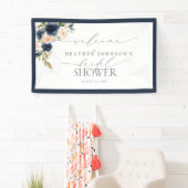 Navy Blue & Blush Floral Waterverf Spandoek (Insitu)