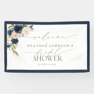 Navy Blue & Blush Floral Waterverf Spandoek