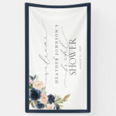 Navy Blue & Blush Floral Waterverf Spandoek (Verticaal)