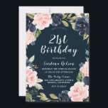 Navy Blue Blush Floral Wreath 21st Birthday Party Kaart<br><div class="desc">Navy Blue Blush Floral Wreath 21st Birthday Party Invite Bekijk overeenkomende objecten in Niche en Nest Store</div>
