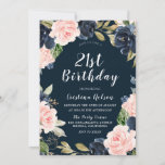 Navy Blue Blush Floral Wreath 21st Birthday Party Kaart<br><div class="desc">Navy Blue Blush Floral Wreath 21st Birthday Party Invite Bekijk overeenkomende objecten in Niche en Nest Store</div>