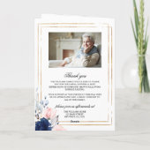 Navy Blue & Blush Foto Memorial Begrafenisprogramm Kaart (Achterkant)
