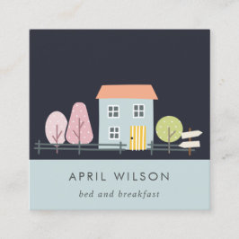 NAVY BLUE BLUSH GARDEN THUIS BED & BREAKFAST VIERKANTE VISITEKAARTJE