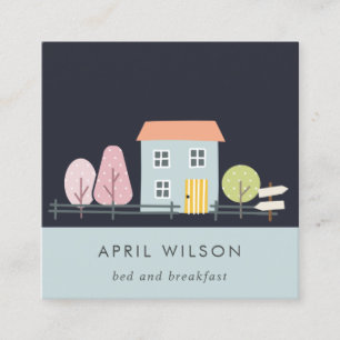 NAVY BLUE BLUSH GARDEN THUIS BED & BREAKFAST VIERKANTE VISITEKAARTJE