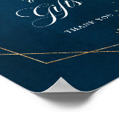 Navy Blue Blush Geometric Wedding Cards en Gifts Poster (Hoek)