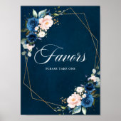 Navy Blue Blush Geometric Wedding Favors Poster (Voorkant)