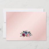 Navy Blue Blush Gold Burgundy Floral Wedding Save The Date (Achterkant)
