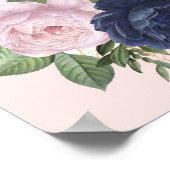 Navy Blue Blush Gold Floral Weddenschap Welkomstte Poster (Hoek)