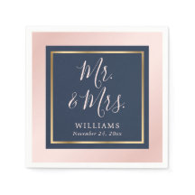 Navy Blue Blush Gold Mr en Mrs Wedding