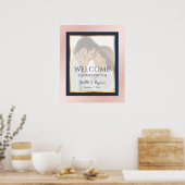 Navy Blue Blush Gold Photo Weduwen Welkomstteken Poster (Keuken)