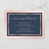Navy Blue Blush Gold Wedding Hotel Accommodatie Informatiekaartje (Voorkant)