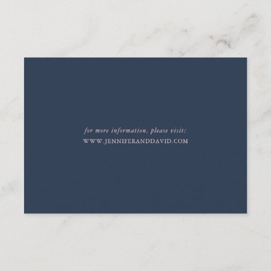 Navy Blue Blush Gold Wedding Hotel Accommodatie Informatiekaartje (Achterkant)