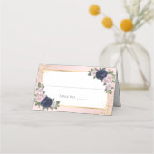 Navy Blue Blush Gold Wedding Table Number Plaatskaartje (Voorkant)