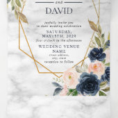 Navy Blue Blush Marble Geometric Floral Drieluik Uitnodiging (Binnenkant midden)