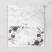 Navy Blue Blush Marble Geometric Floral Wedding Plaatskaartje (Buitenkant ongevouwen)