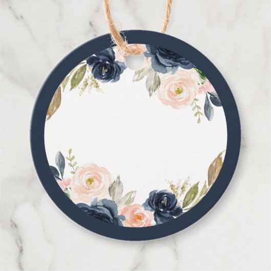 Navy Blue Blush Mimosa Juice Labels voor handschri (Voorkant)