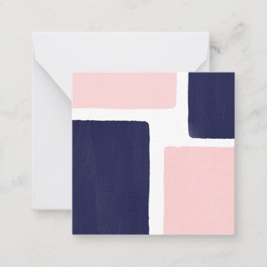 Navy Blue Blush-minimaliskleurenblok Notitiekaartje (Voorkant)