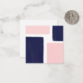 Navy Blue Blush-minimaliskleurenblok Notitiekaartje (Voorkant / Achterkant in situ)