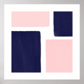 Navy Blue Blush-minimaliskleurenblok Poster (Voorkant)