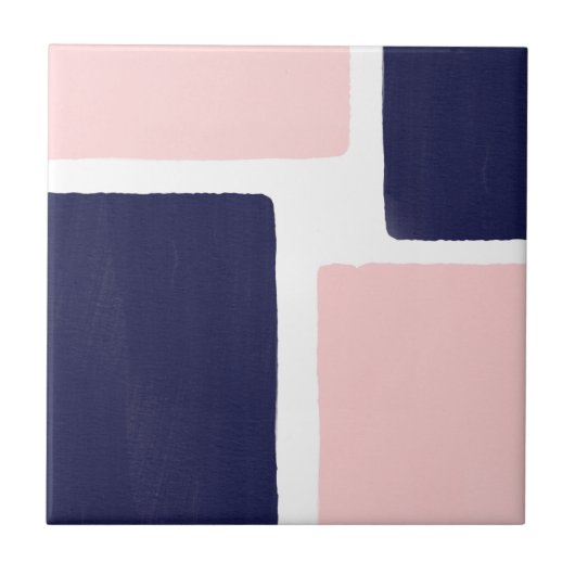 Navy Blue Blush-minimaliskleurenblok Tegeltje (Voorkant)