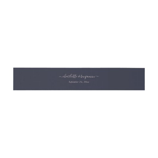 Navy Blue Blush Modern Script Weddenschap Uitnodigingen Wikkel (Vlak)