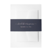 Navy Blue Blush Modern Script Weddenschap Uitnodigingen Wikkel (Voorkant Voorbeeld)