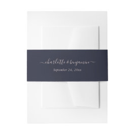 Navy Blue Blush Modern Script Weddenschap Uitnodigingen Wikkel
