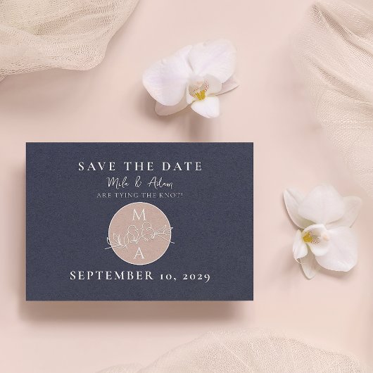 Navy Blue Blush Moderne bruiloft Save The Date