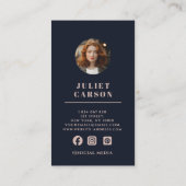 Navy Blue & Blush Nail Artist Arch Foto Visitekaartje (Achterkant)