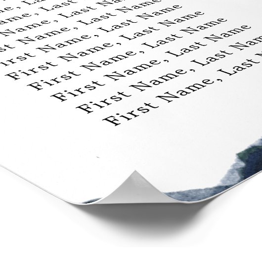 Navy Blue Blush Pink Botanical Seating Chart Poster (Hoek)