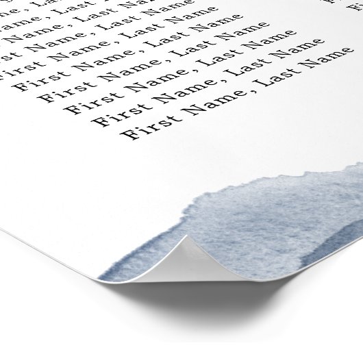 Navy Blue Blush Pink Botanical Seating Chart Poster (Hoek)