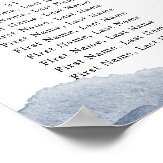 Navy Blue Blush Pink Botanical Seating Chart Poster (Hoek)