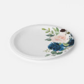 Navy Blue Blush Pink Botanical Weddenpapier Bord (Gekanteld)
