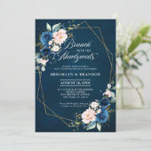 Navy Blue Blush Pink Brunch met de nieuwe poten in Kaart (Staand voorkant)