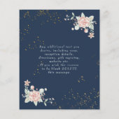 Navy Blue Blush Pink budget Weddenschap Fly Flyer (Achterkant)
