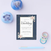 Navy Blue Blush Pink budget Weddenschap Fly Flyer (Enkel)
