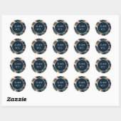 Navy Blue Blush Pink Burgundy Floral Ronde Sticker (Vel)