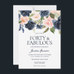 Navy Blue Blush Pink Floral 40th Birthday Party Kaart<br><div class="desc">Navy Blue Blush Pink Floral 40th Birthday Party Zie bijbehorend collectie in Niche en Nest Store We hebben ook veel andere uitnodigingen en collecties.</div>