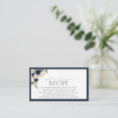 Navy Blue Blush Pink Floral alsjeblieft Informatiekaartje (Staand voorkant)