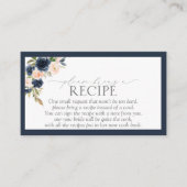 Navy Blue Blush Pink Floral alsjeblieft Informatiekaartje (Voorkant)