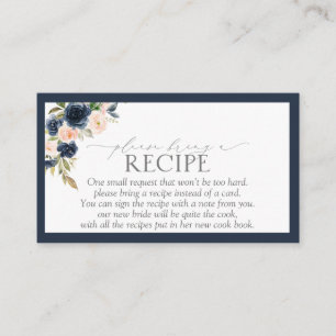Navy Blue Blush Pink Floral alsjeblieft Informatiekaartje